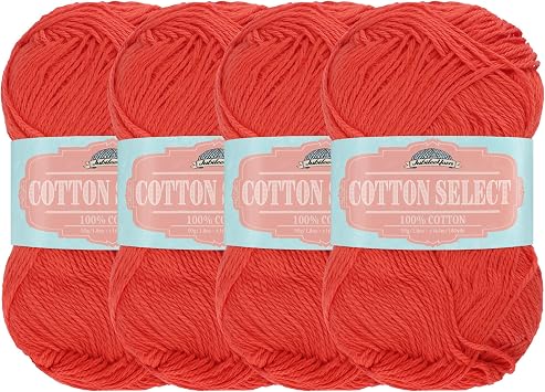 JubileeYarn Cotton Select Yarn - Hearts Red - 4 Skeins