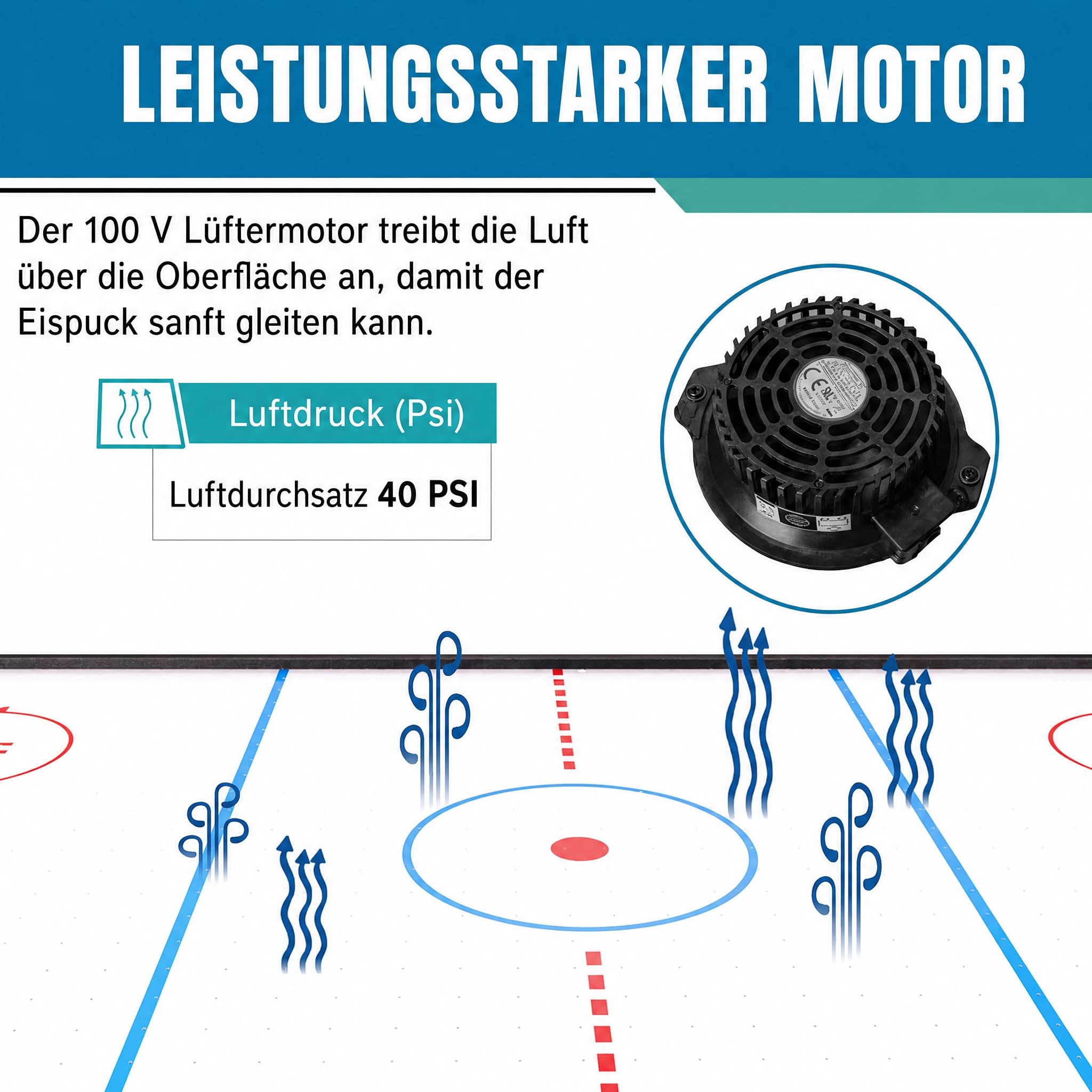 hotsizz Air Hockey Tisch, faltbar, 138 × 61 × 76 cm, ausgestattet mit zwei Schlägern und zwei Pucks, geeignet für Erwachsene und Kinder.