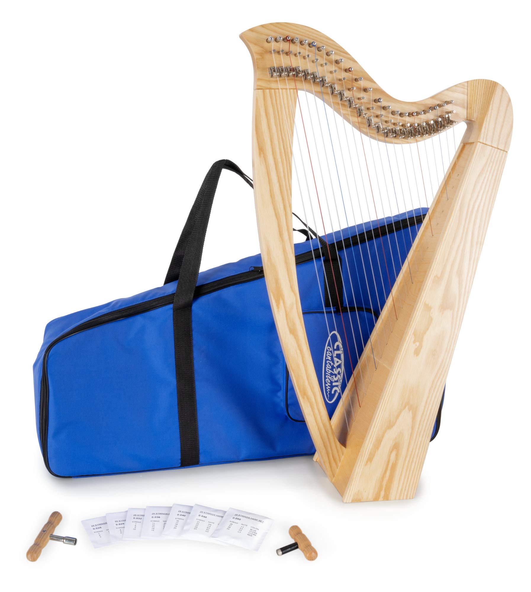 Classic Cantabile H-22 Arpa Celtica 22 corde in Mi bemolle maggiore, meccanica a semitoni, legno di frassino, inclusa borsa e 2 chiavi, altezza 83,5 cm.