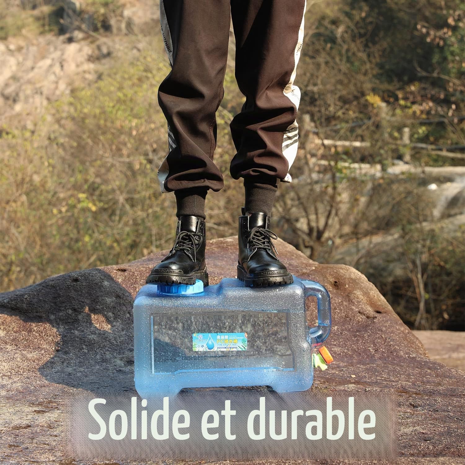 Bidon Eau 5-22L avec Robinet, Jerrican Alimentaire Camping, Réservoir Plastique Cuisine Camping-Car Van