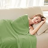 AmyHomie Cooling Blanket Queen Size, 100% Rayon Derived from Bamboo, Cool Summer Blanket for Hot Sleepers, Soft Comfy Lightweight Blankets for All Seasons(Green, 90×90in)