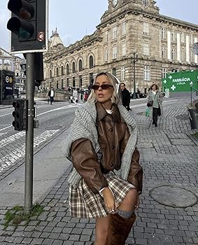 Amazon.com: Women Vintage Faux Leather Jackets Aesthetics