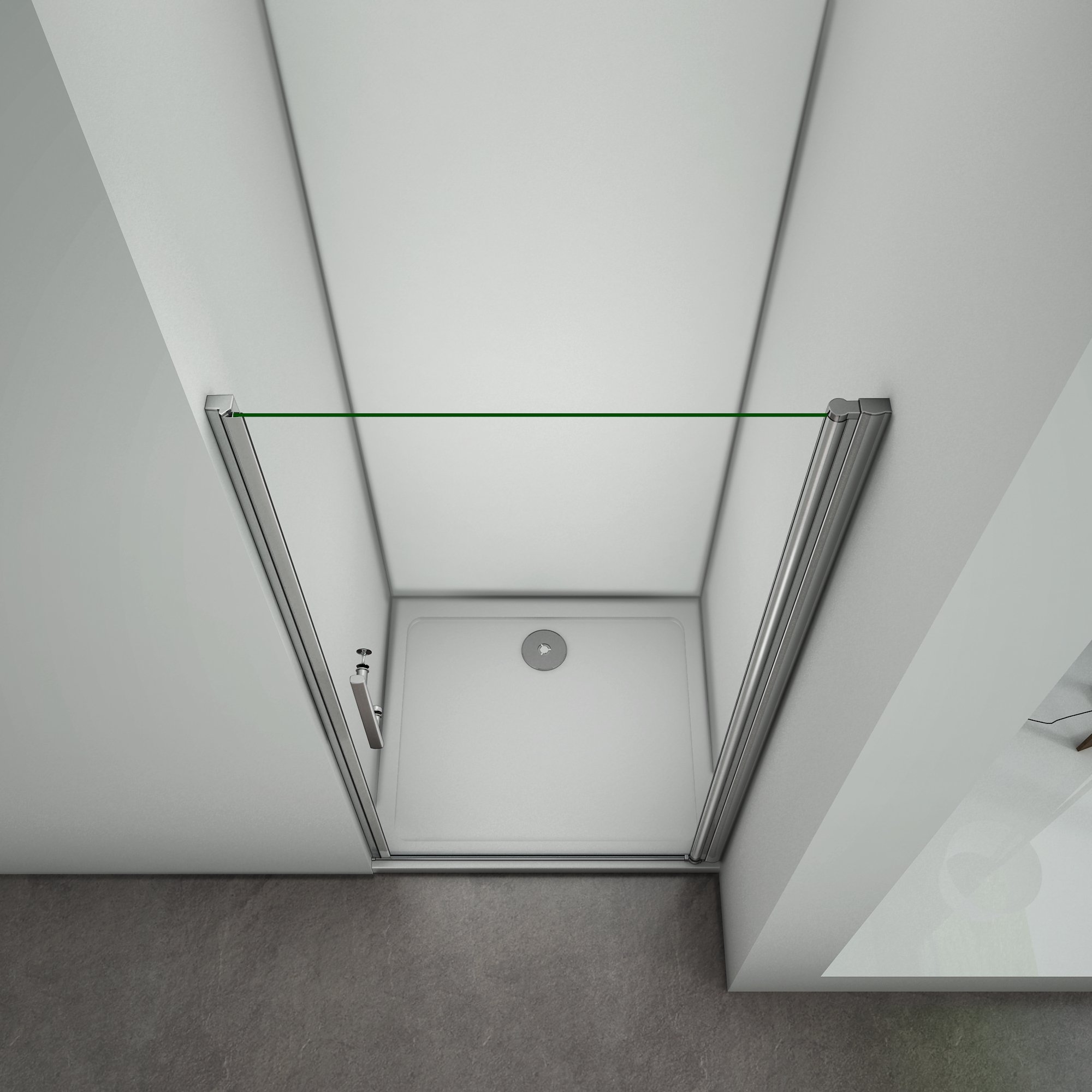 187 cm Porta Doccia Per Nicchia Apertura Battente Vetro 6 mm Temperato Trasparente Anticalcare Telaio Cromo Lucido larga 76 cm