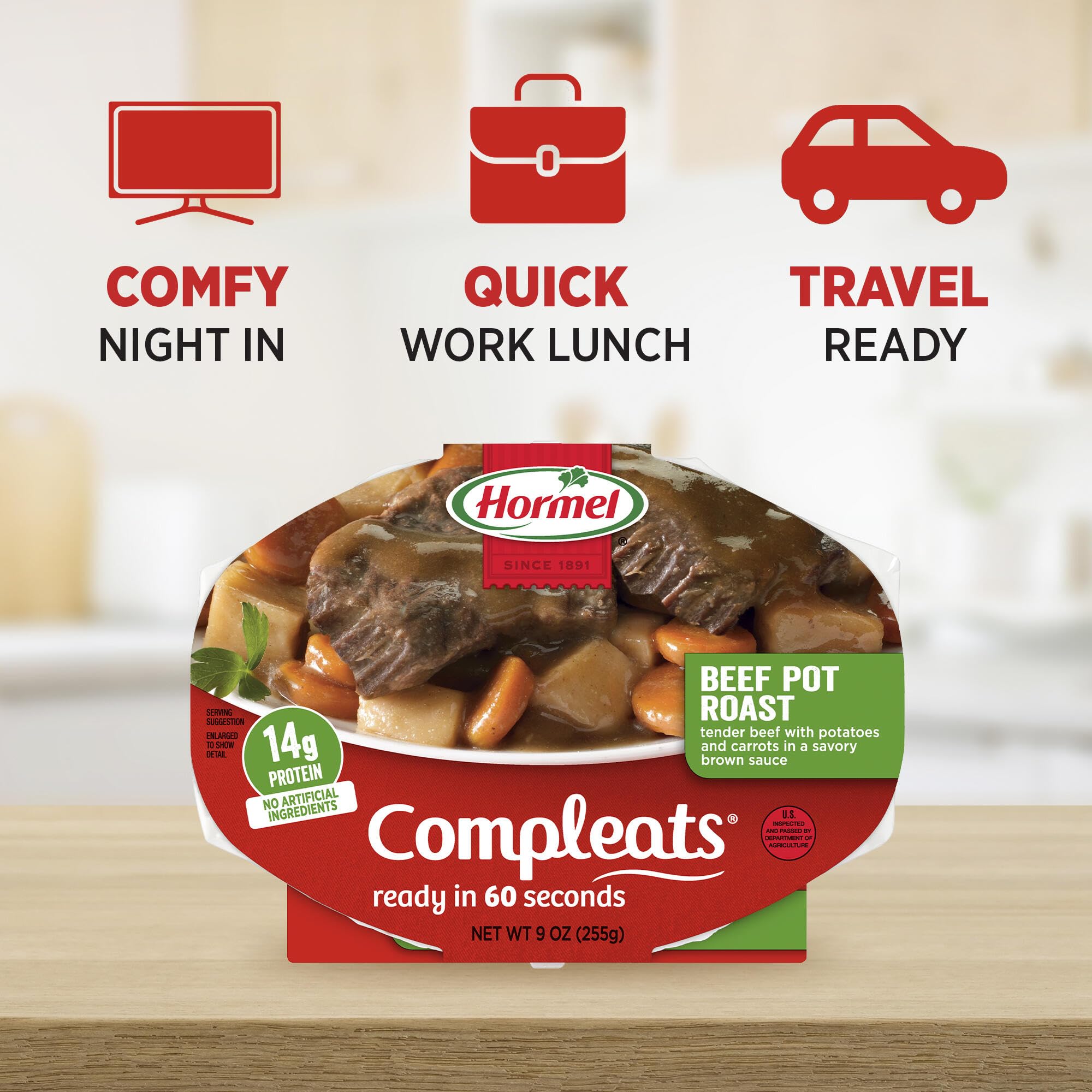 HORMEL COMPLEATS Beef Pot Roast Microwave Tray, 9 Ounces (Pack of 6)