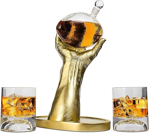 Miniatura 2 de Regalos de fútbol para hombres, papá, decantador de whisky con mano realista de mariscal de campo + 2 vasos, juego y gafas, ideas de regalo de