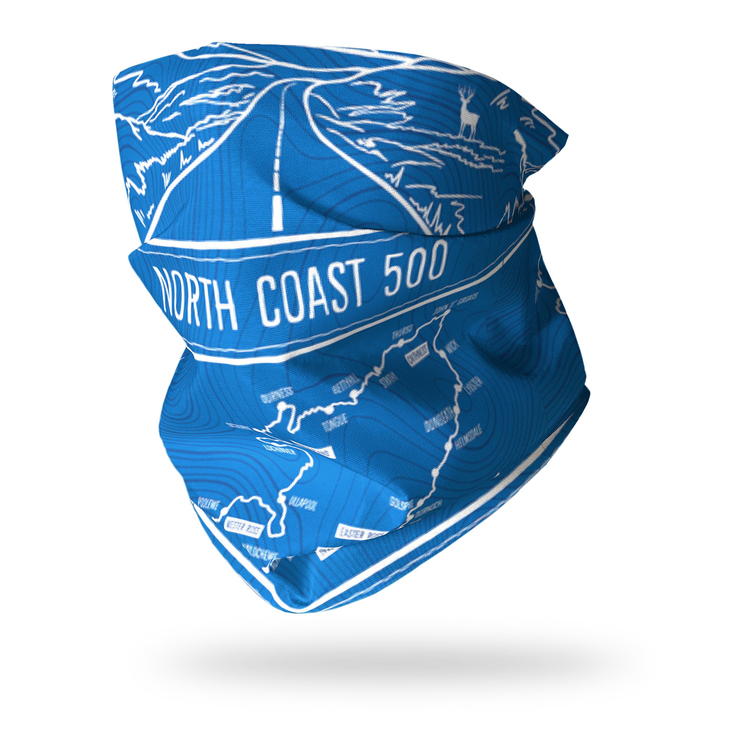 Ruffnek SCOTLAND NORTH COAST 500 / NC500 Multifunctional Headwear Neck warmer Neck Gaiter tube snood for Men & Women Windproof for Sport & Outdoors - Motorbike/Biker Cycle Hiking Touring Motorhome