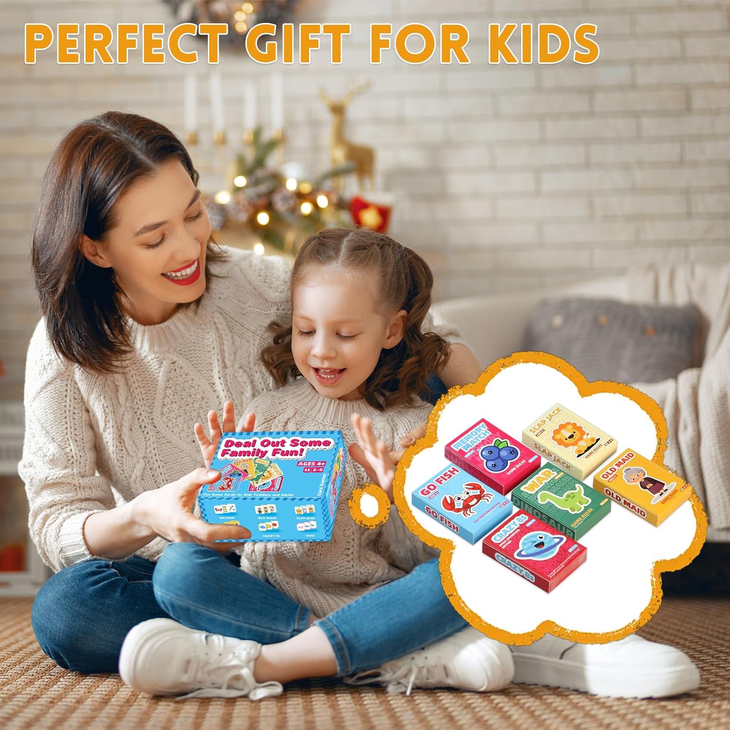 Kids Card Games Pack, 6 Decks, Go Fish, Old Maid, Crazy Eights, Memory Match, Slap Jack, War, Playing Cards, Family Party Table Games