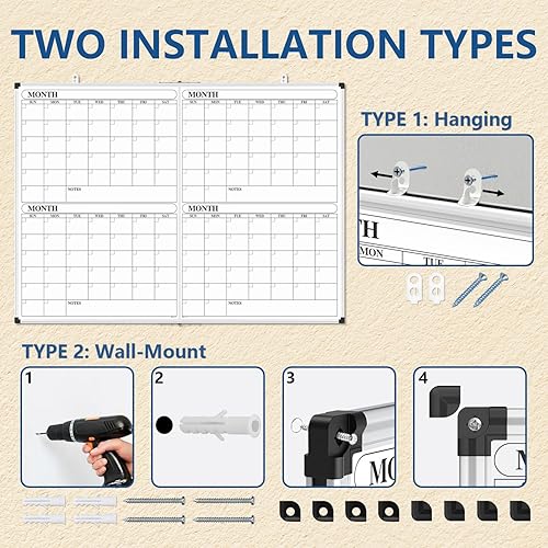 Miniatura 10 de XBoard - Pizarra blanca magnética grande, borrado en seco, 24 x 18 pulgadas, de doble cara, para pared, bandeja de marcadores, tablero de