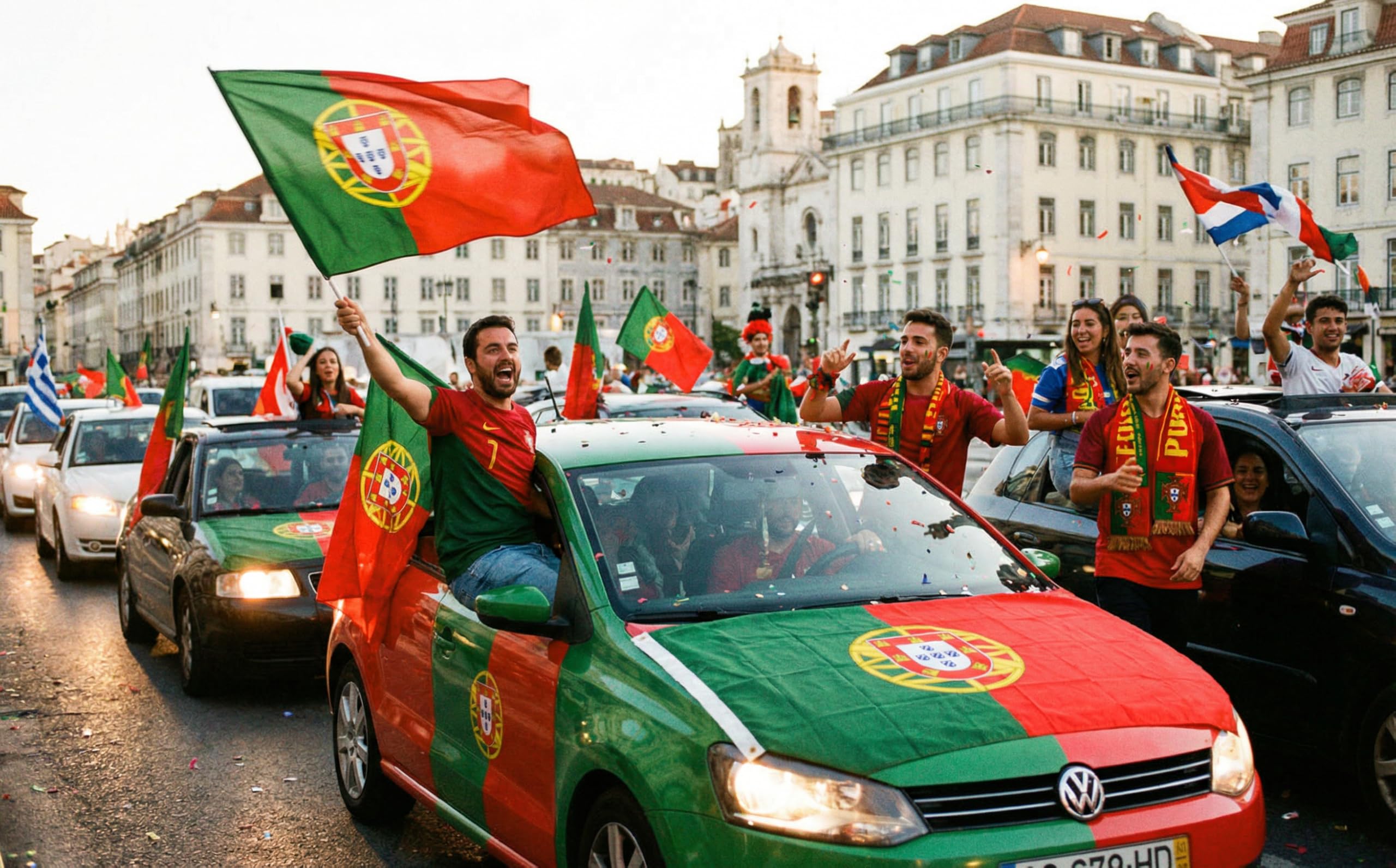 Drapeau Portugal XXL 150x250 cm avec autocollant et 3 œillets métalliques