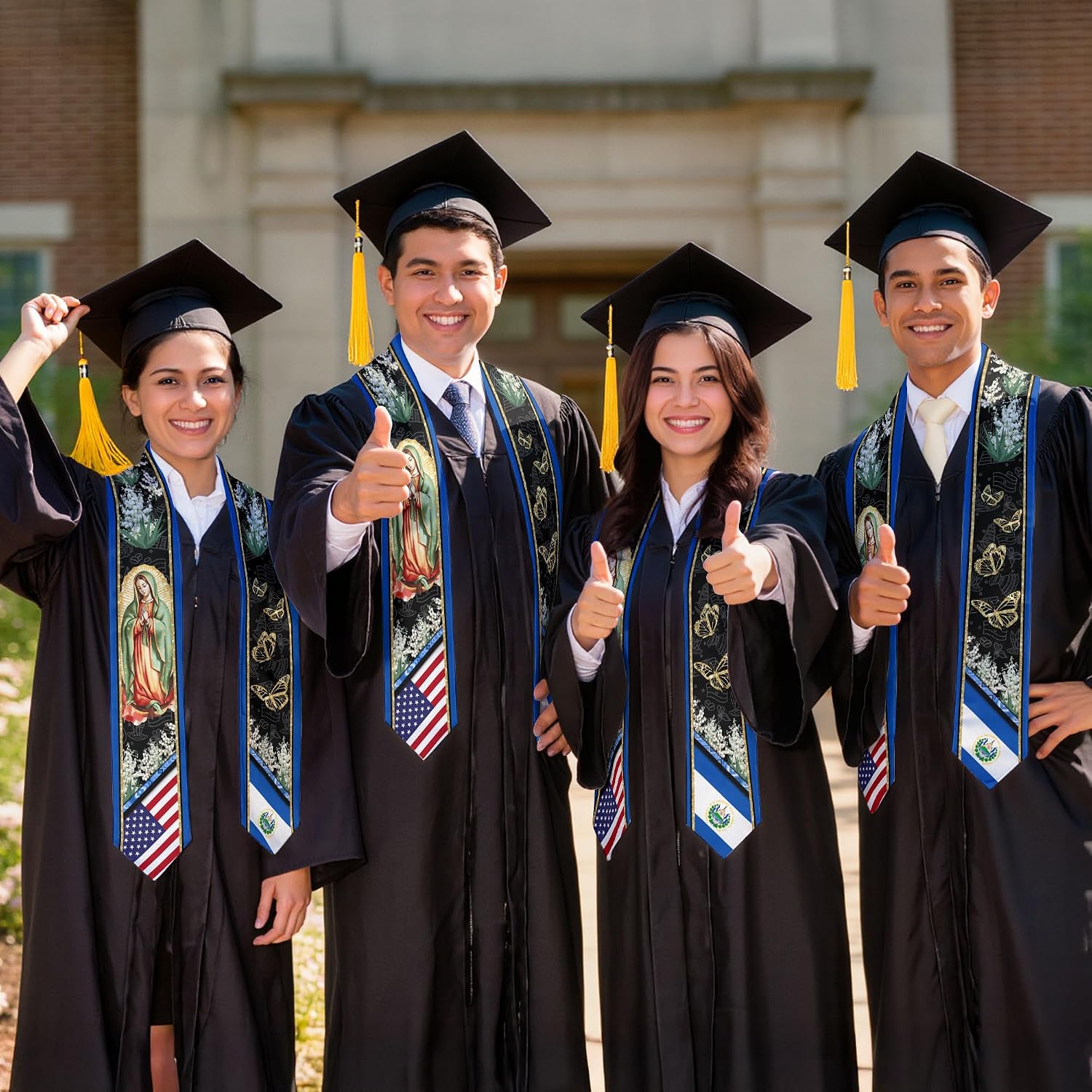 El Salvador Graduation Stole, Salvadorans Graduation Sash, Salvadorans American Flag Sash 2026