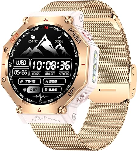 ZL-SW8 (oro rosa) Reloj inteligente de 1.39 pulgadas para mujeres y hombres, llamadas Bluetooth, asistente de voz AI, 107 modos deportivos,