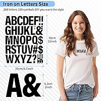Vista 2 de 10 hojas, 440 piezas de letras termoadhesivas para ropa, letras de transferencia térmica de 2 pulgadas, letras de vinilo negro termoadhesivas