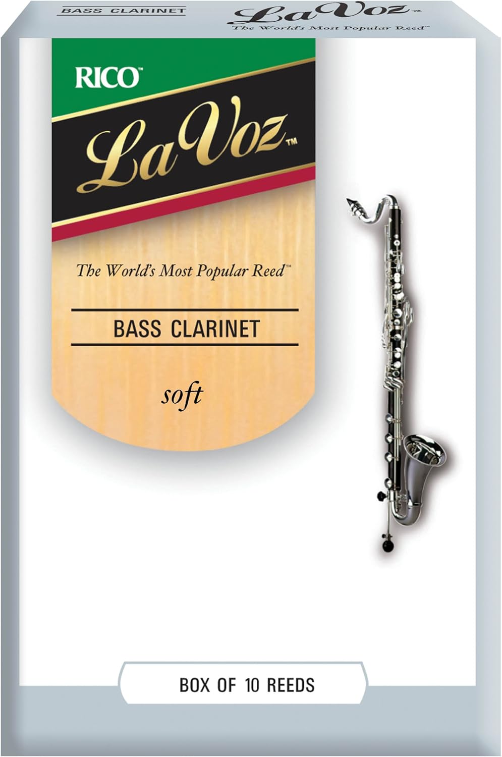 Rico La Voz Bass Clarinet Reeds, Hard, 10-pack