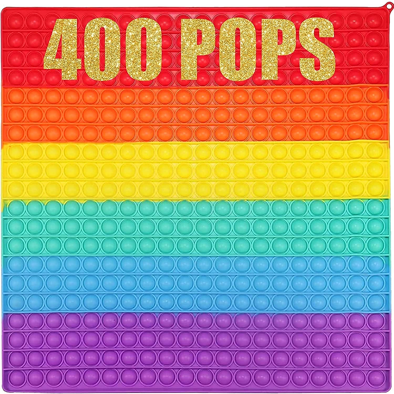 Big Push Pop It Fidget Toy, 15.7 Inch Big Jumbo Size Rainbow Square 400 Bubbles Popular Stress Relieving Fidget Game for for Autistic Kids Anxiety Adults (Rainbow Square40*40)