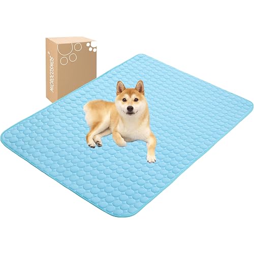 MICROCOSMOS Summer Cooling Mat & Sleeping Pad- Water Absorption Top, Materials Safe, Easy Carry, EZ Clean. Keep Cooling for Pets, Kids and Adults.(Blue, 59" x 40")
