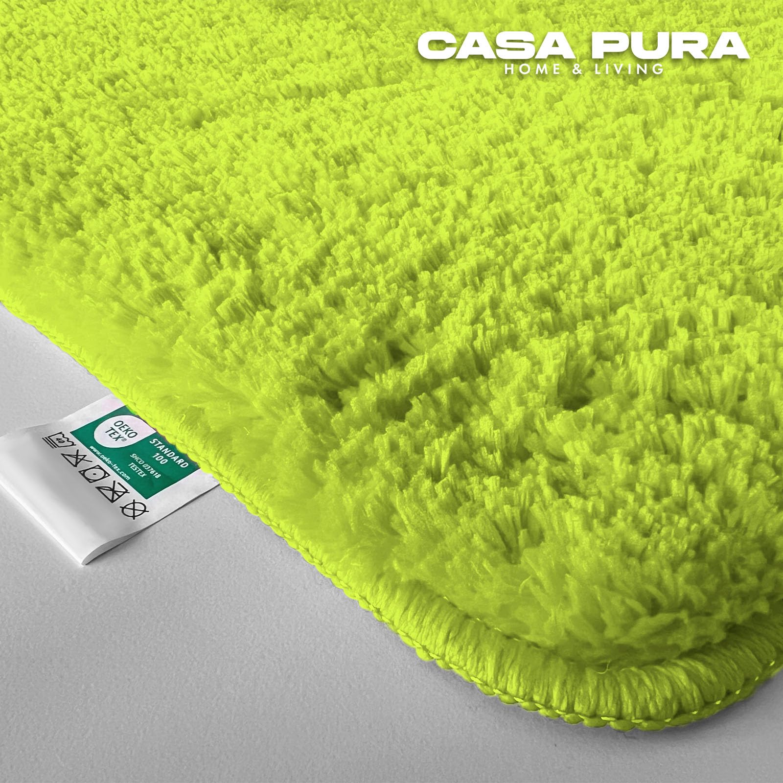 Alfombrilla de baño casa Pura -Sky Soft - de Pelo Largo, Alfombrilla de baño Antideslizante, combinable en Juegos, Certificado Oeko-Tex 100, Microfibra, Apple Green/Grün, 80 x 150 cm