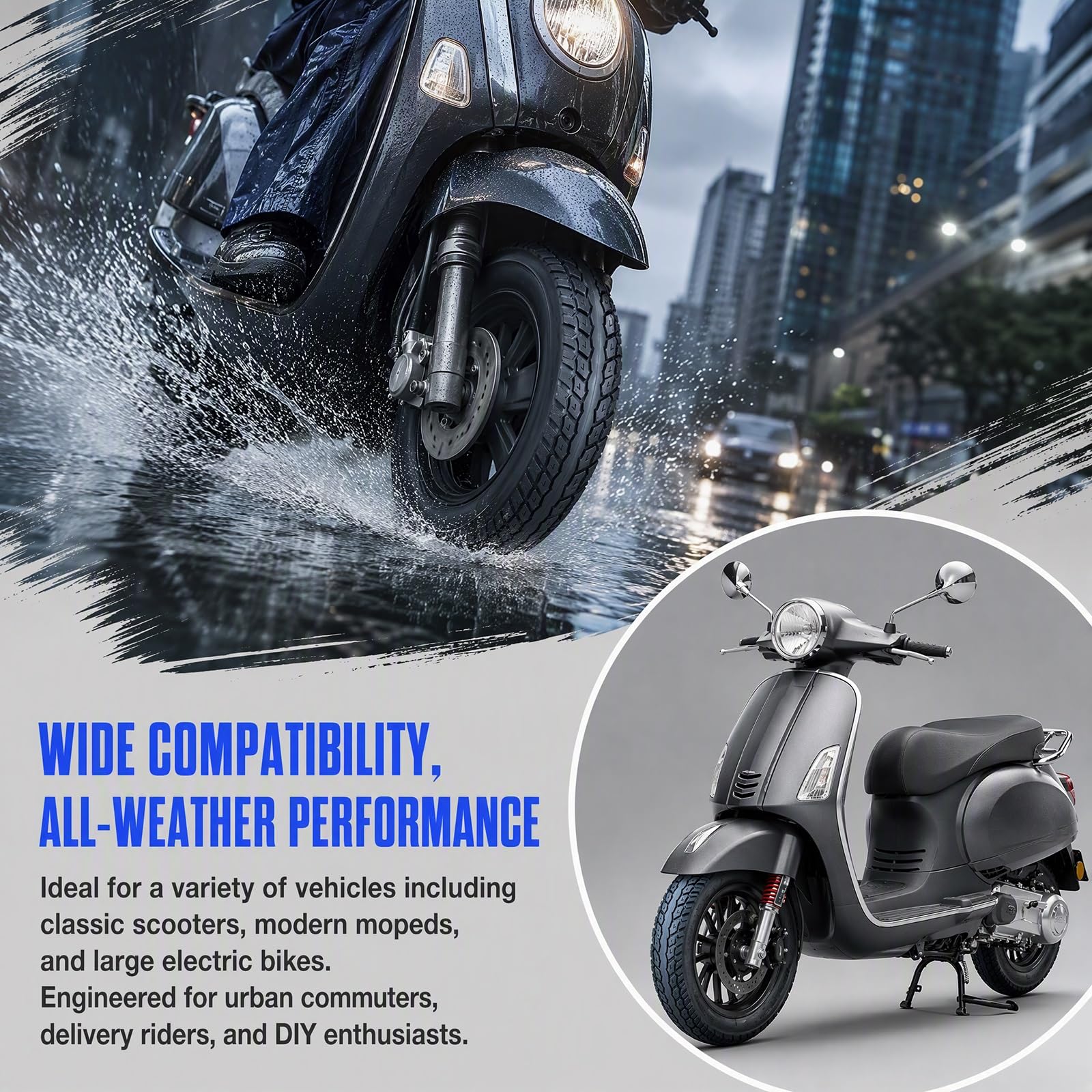 2PC 2.50-10 Pneumatici Tubeless, 2.50 10 4PR 33J per Scooter, Moto