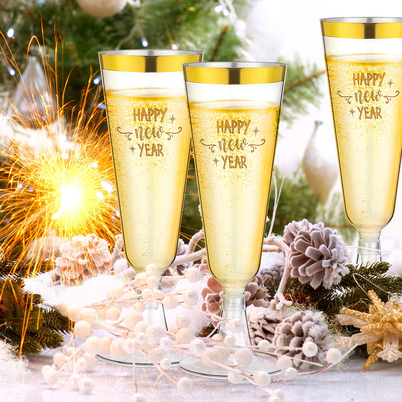 Amazon.com | Zhehao 100 Pcs Plastic Gold Champagne Flutes Bulk 2026 New  Years Eve Party Supplies 5 oz Disposable Wine Glass Gold Rim Champagne  Glasses for New Years Eve Toasting Drinking Party: Champagne Glasses
