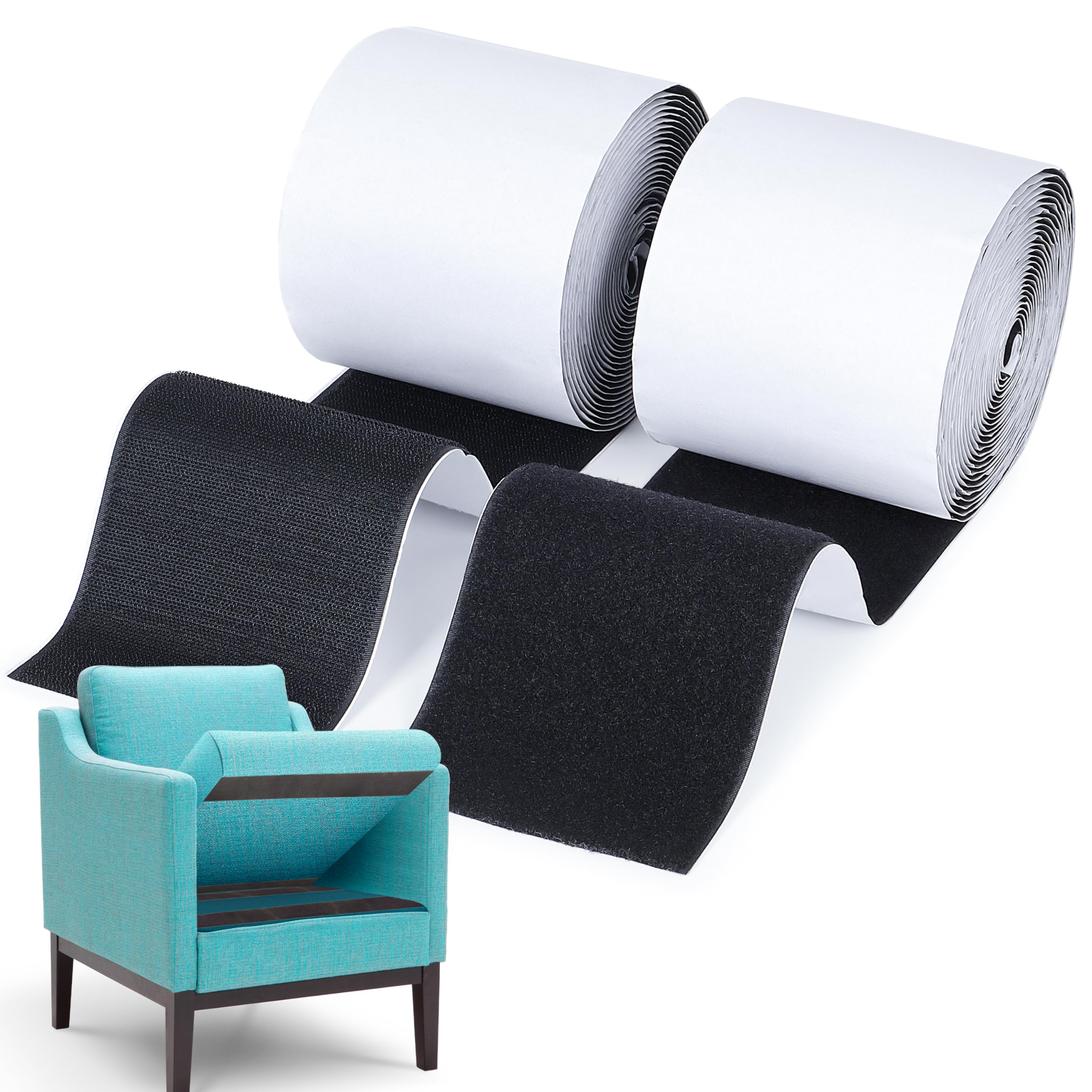 Adhesive Strips Heavy for Couch Cushions: Duty Hook and Loop Tape 4 Inch x 18 Feet for Furniture
