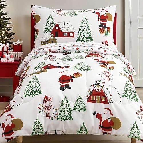 PHF Juego de ropa de cama infantil de 4 piezas, ultra suave, incluye edredón, sábana bajera, sábana encimera y funda de almohada para niños y niñas,