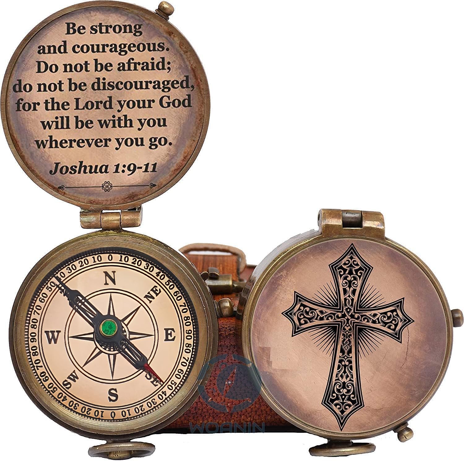 Royalmart Baptism Gift Personalized Keepsake Compass Engraved Cross and Be Strong and Courageous, Confirmation Gift Ideas, | Heavenly Gift of Faith. Missionary, Birthday (Antique Finish)-image-44