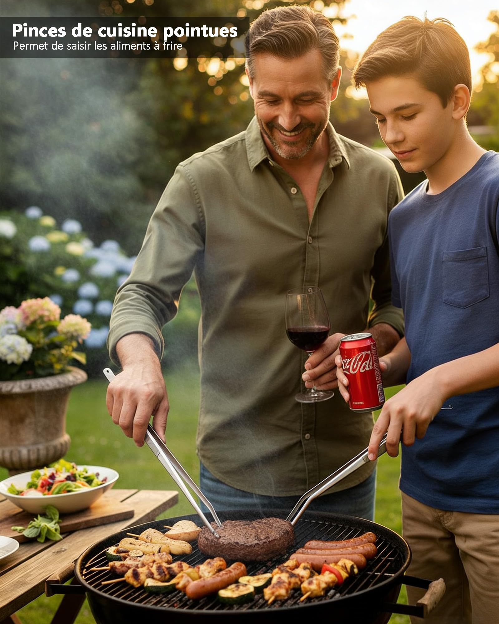 Image secondaire de Set de 3 Pinces de Cuisine en Acier Inoxydable - Précision et Confort