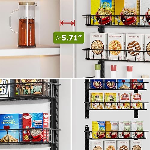 Miniatura 6 de Churboro Estante organizador de despensa sobre la puerta con 12 cestas ajustables, 12 niveles de doble uso, estante de especias para colgar o montar
