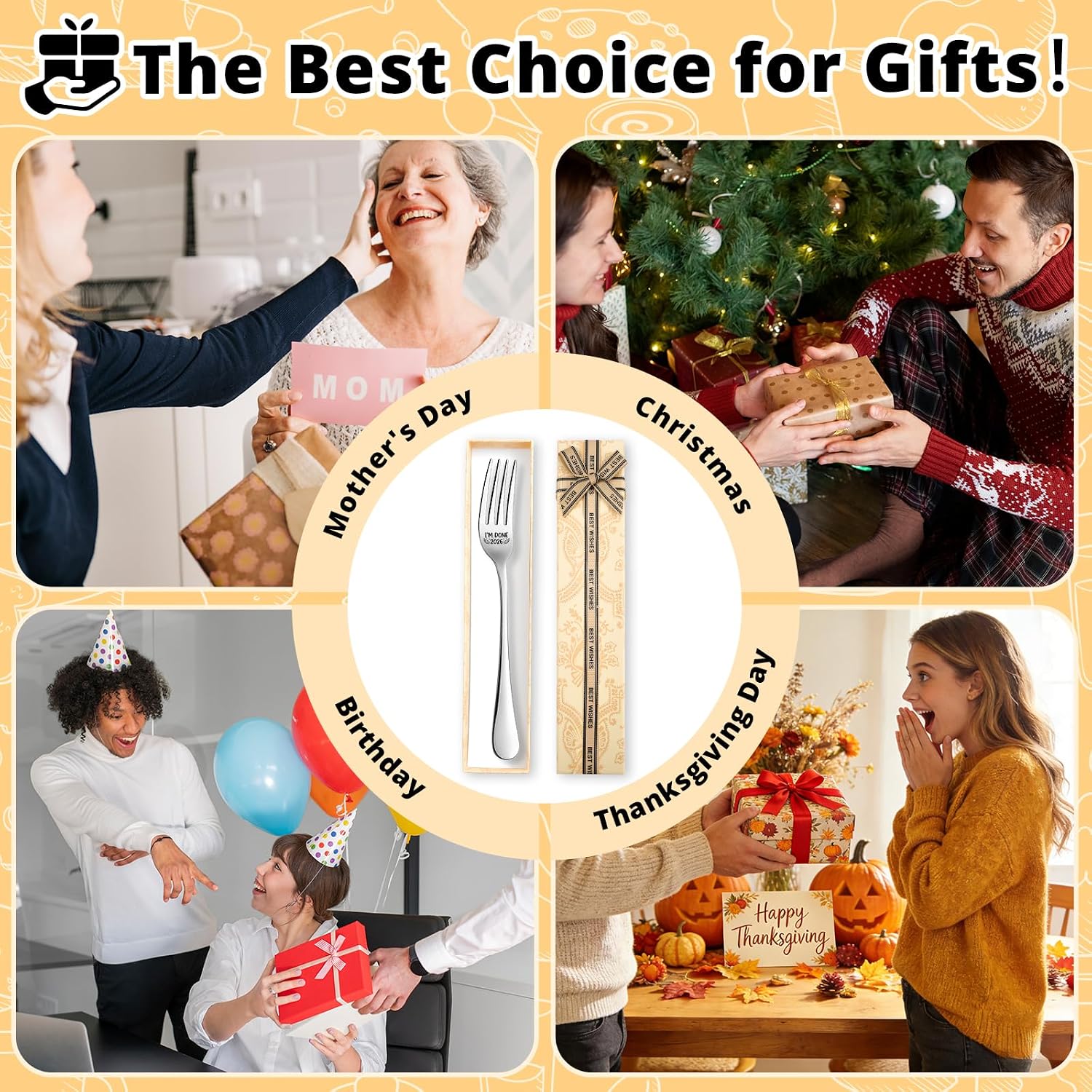 I'm Done 2026 Stainless Steel Dinner Fork, 304 Engraved Funny Long Handle Fork for Coworkers, Retirement Gifts for Men Women, Birthday Housewarming Valentine's day for Women Girlfriend