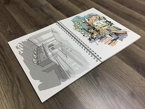 Miniatura 10 de Cuaderno de bocetos cuaderno de bocetos de papel premium para lápiz, tinta, marcador, carbón y pinturas de acuarela. Ideal para arte, diseño y
