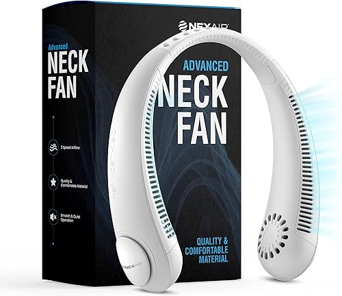Miniatura 9 de Portable Neck Fan - 3 Speed Rechargeable Bladeless Neck Fan, Adjustable Personal Black Neck Fan For Women & Men Modern Design, Great Cooling Fan For