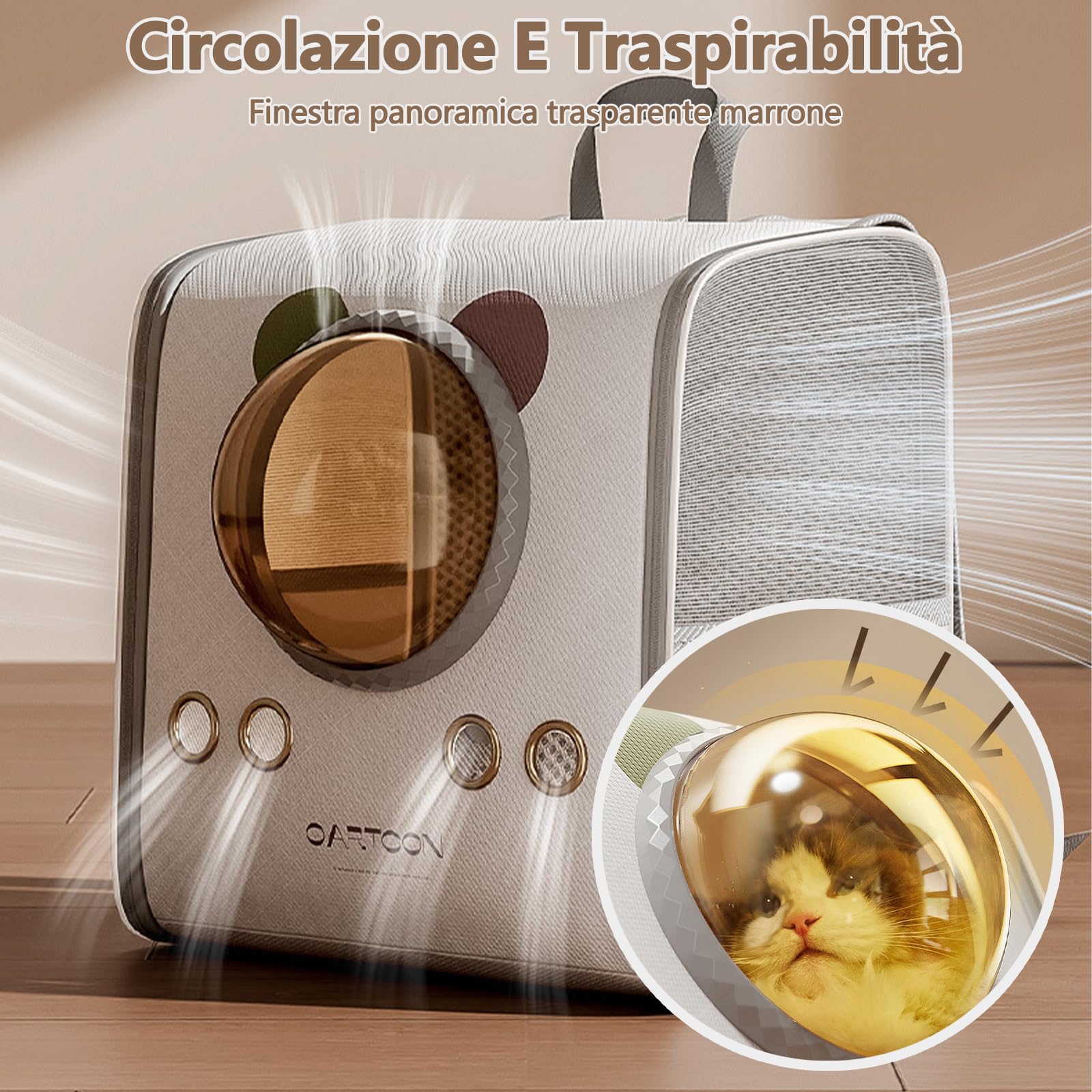 Galatée Zaino Per Animali Domestici, Borsa Per Gatti Traspirante Per Viaggi, Escursioni, Campeggio All'Aperto, Zaino Per Cani Facile Da Pulire, Approvato Dalla Compagnia Aerea(S)
