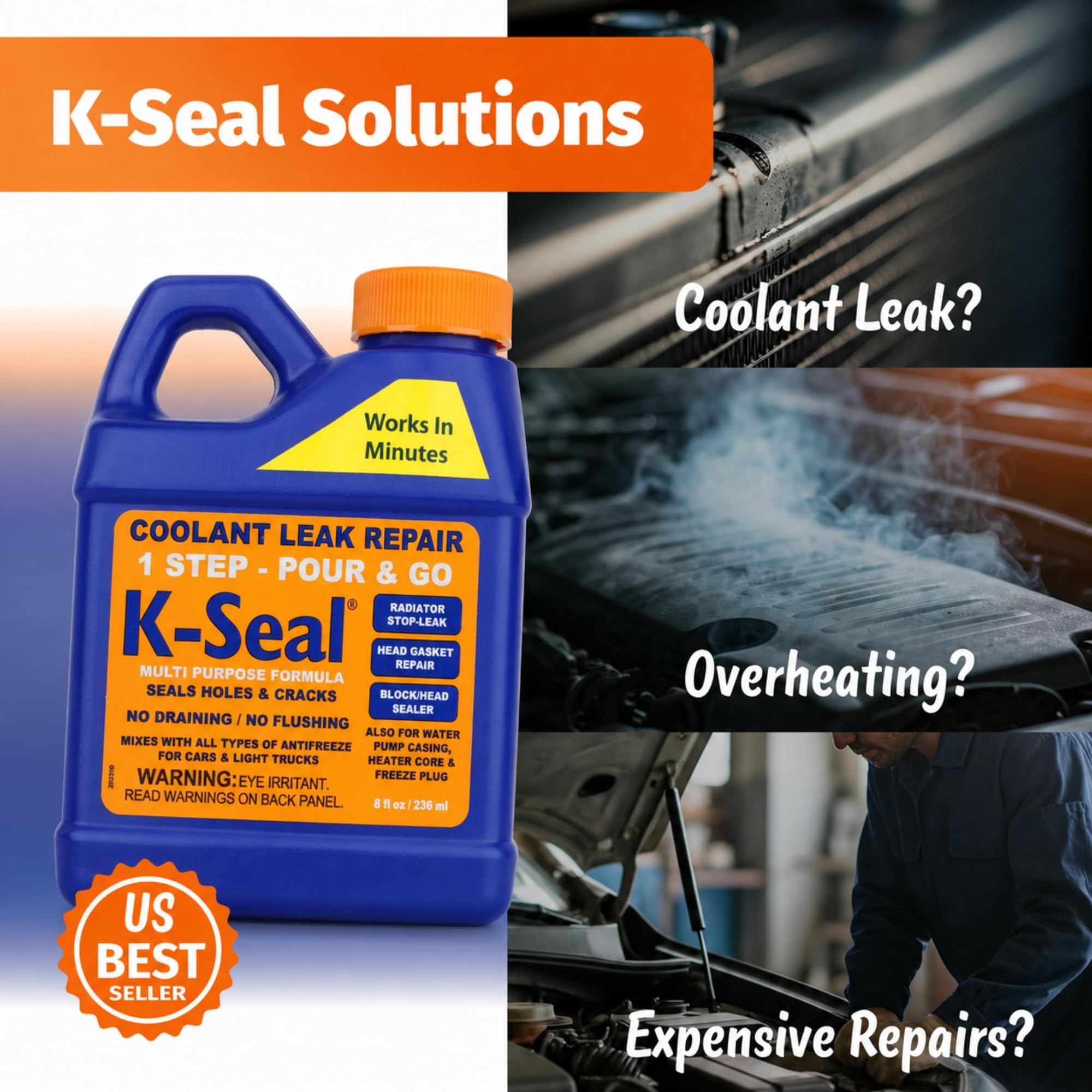 ST5501 Multi-Purpose One Step Coolant Leak Repair 8oz Pour and Go Mixes with All Antifreeze No Flushing Required product thumbnail 8