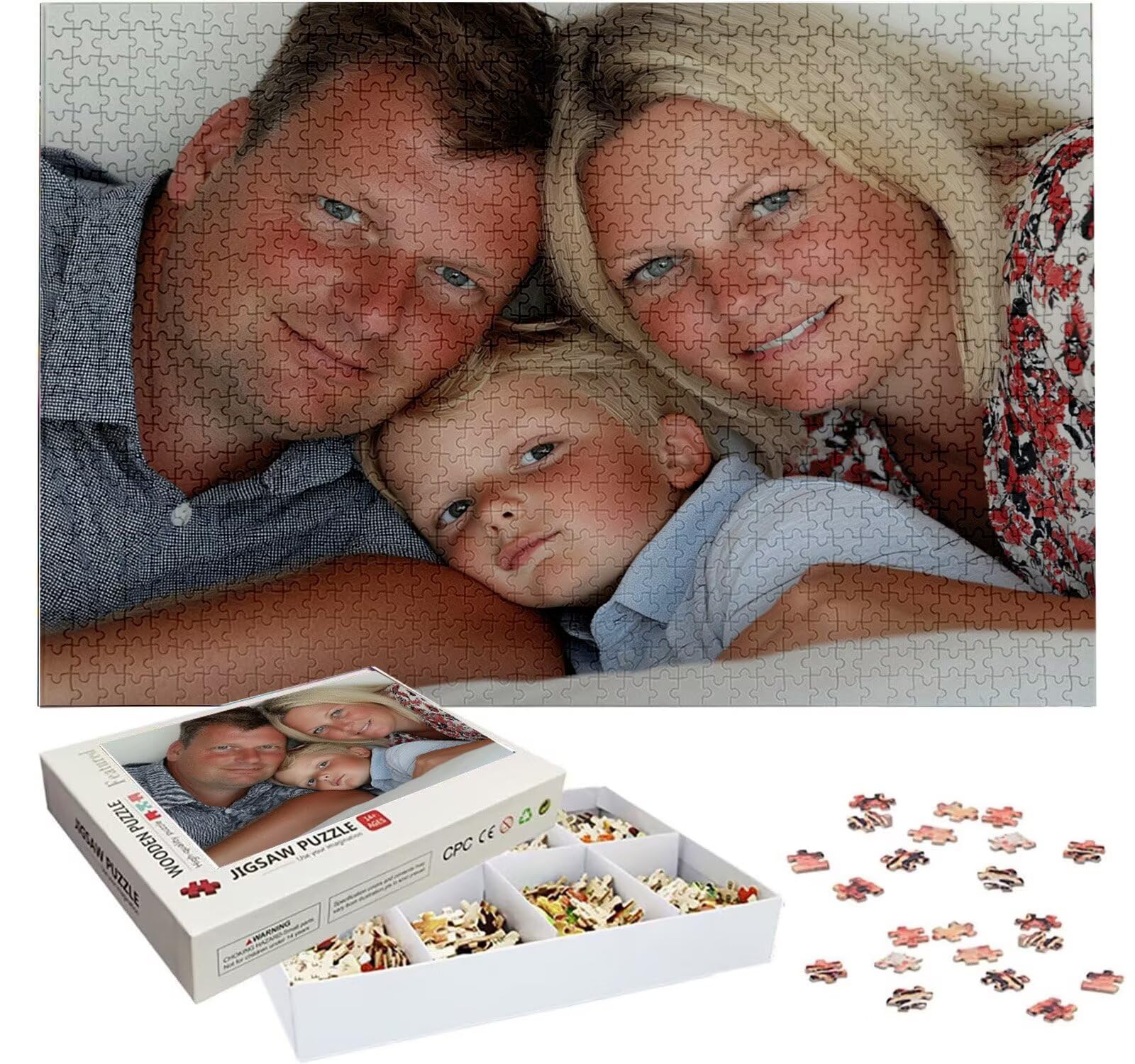 Puzzle Personalizado con Foto, Personalizada Rompecabezas Personalizado Diseña tu Logo Foto o Texto, Personalizado Navidad Halloween San Valentín Parejas Niños Familia Amigos h-3645