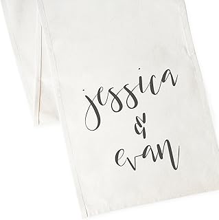 12 Engagement Party Table Decor Ideas That Feel Thoughtful 38 The Cotton & Canvas Co. Personalized Couple Names Wedding Table Runner a...