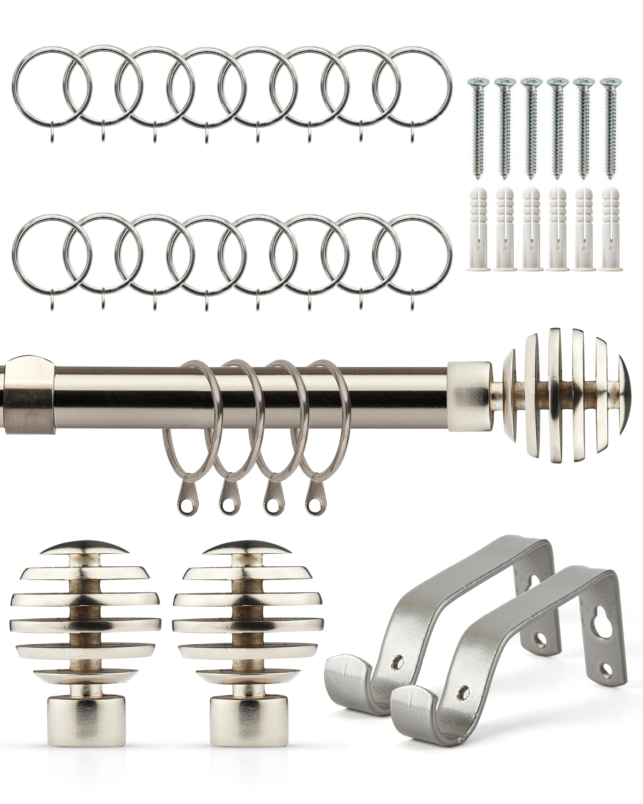 Emma Barclay  Grey Curtain Pole With Rings Extendable Slice in Size 1.2 - 2.1m, Sports Direct