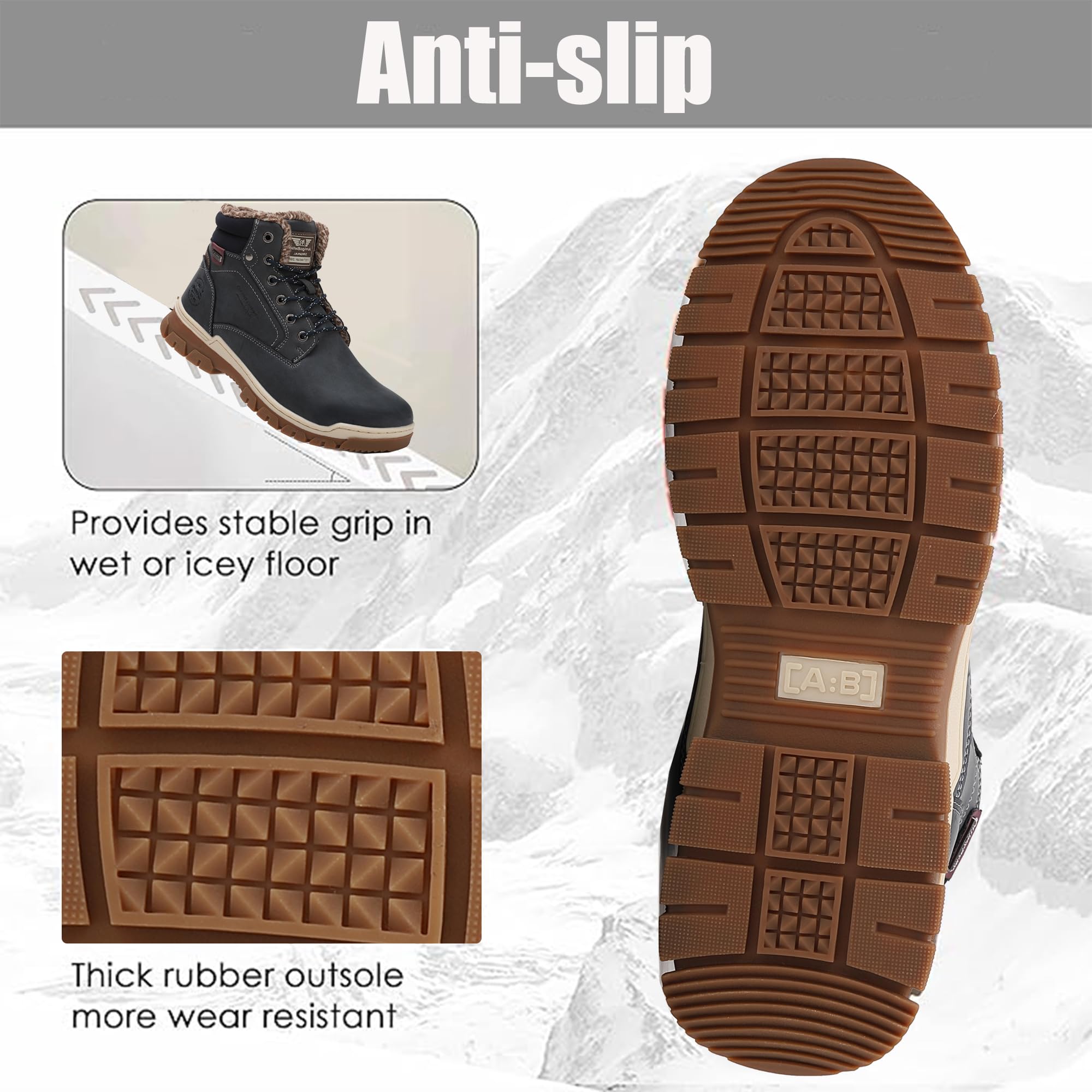 ARRIGO BELLO Stivali Uomo Invernali Scarpe Inverno Calda Foderato Montagna Antiscivolo Trekking Boots Scarponcini Neve Taglia 41-46EU