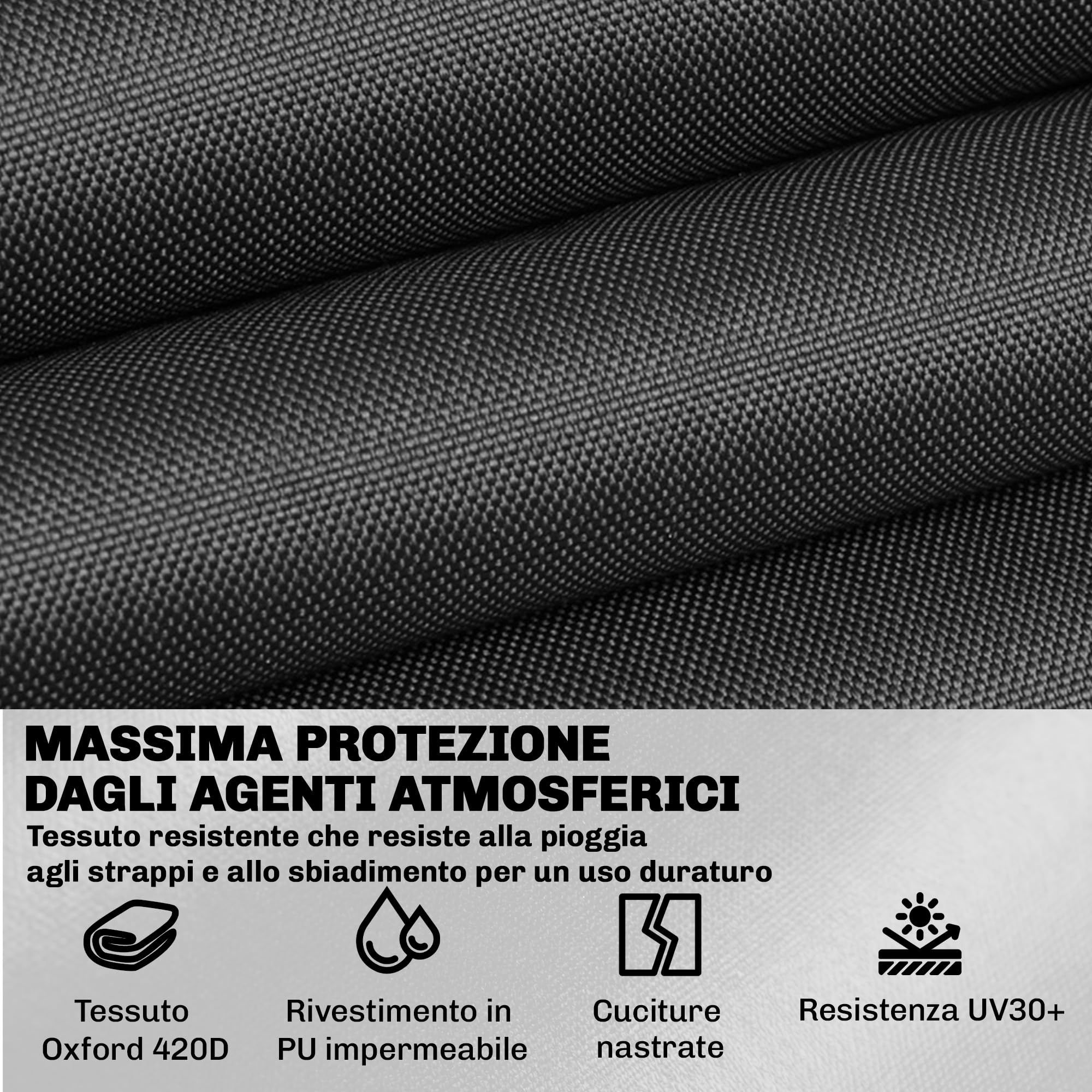 Outsunny Coperture per Mobili da Esterno Set 4 Pezzi, 420D Oxford Impermeabile, Copertura per Tavolo, Poltrone e Divano da Giardino con 6 Prese d'Aria, Antivento, Nero