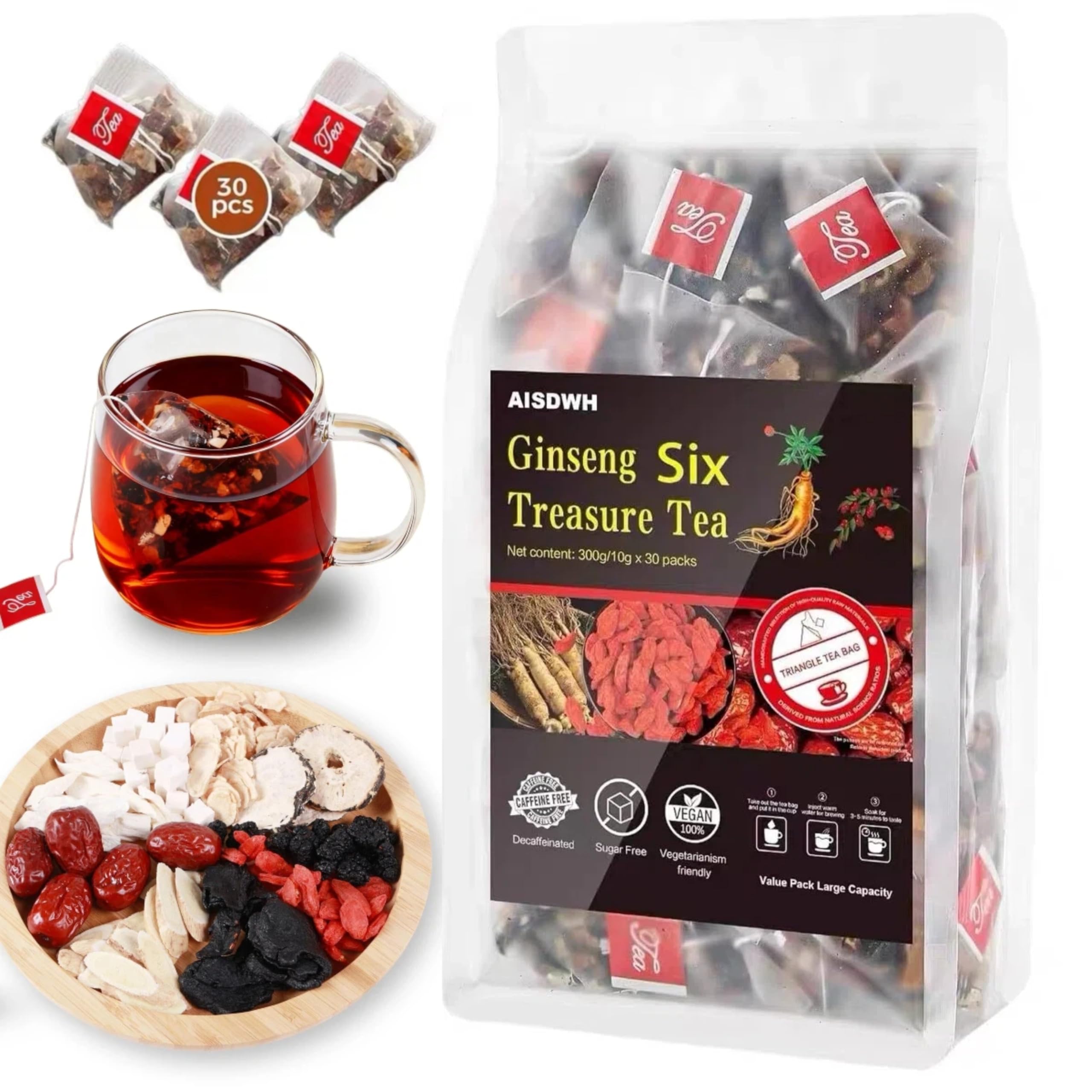 Amazon.com : AISDWH kidney Tea Formula Ginseng Six Treasure Tea
