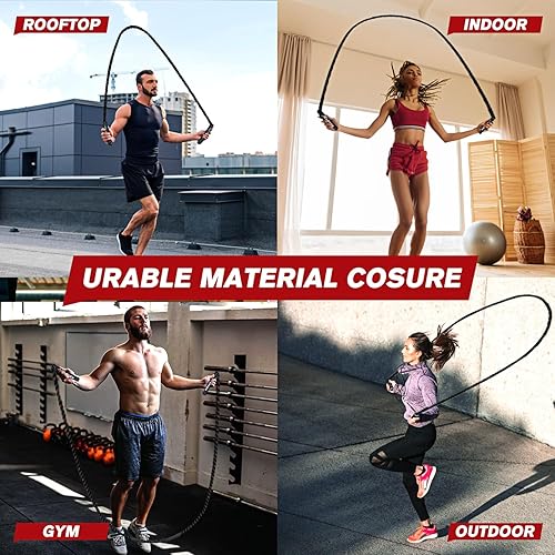 Miniatura 8 de Cuerda de saltar, cuerdas de saltar pesadas para hombres y mujeres, 2.8 libras, 3 libras, 3.8 libras, 5 libras, cuerda de saltar pesada para