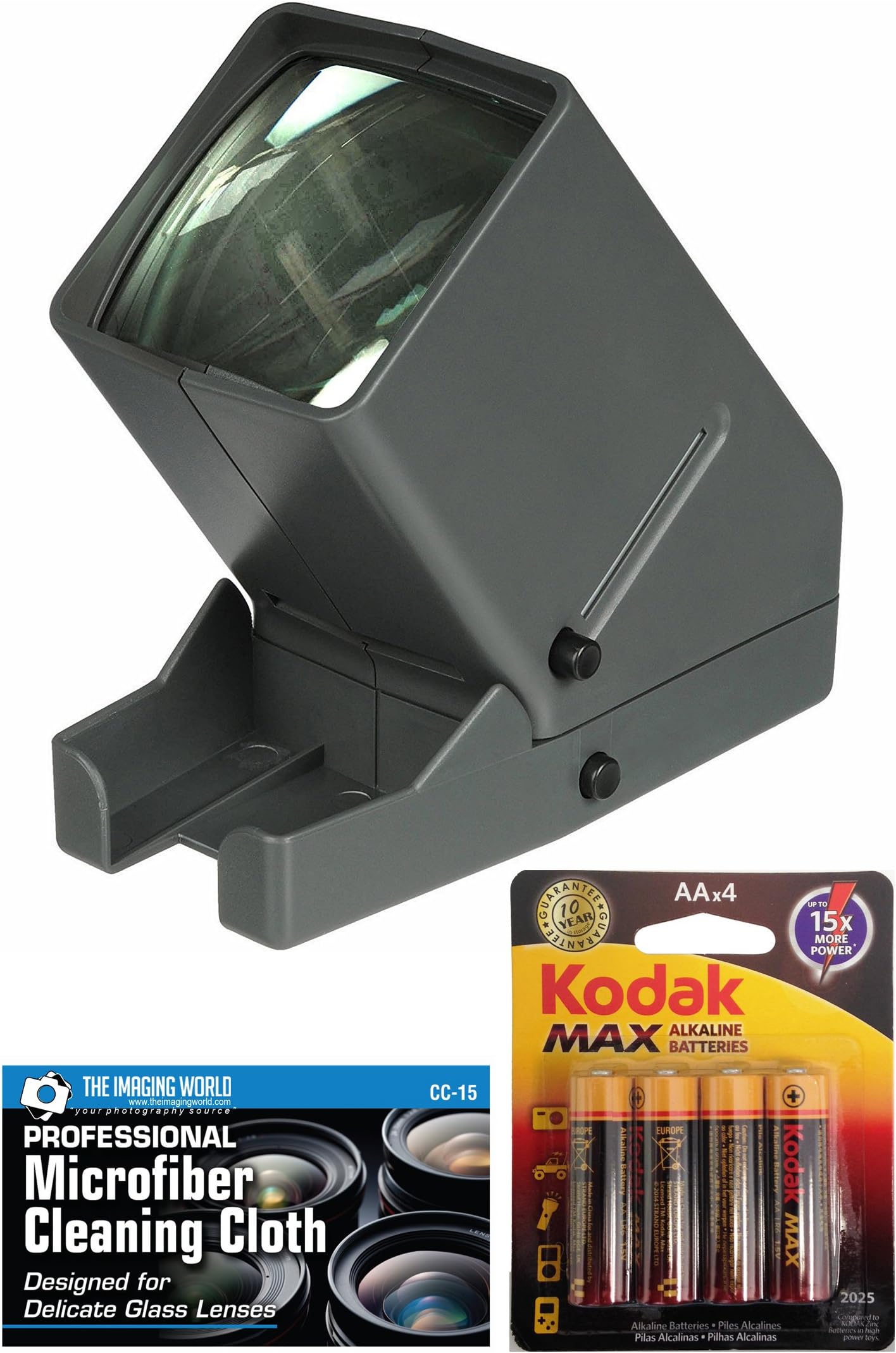 The Imaging World Medalight 35mm Desk Top Portable LED Slide & Negative Viewer + AA Batteries + Microfiber Cleaning Cloth