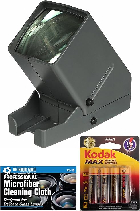 Medalight 35mm Desk Top Portable LED Negative and Slide Viewer + AA Batteries + Microfiber Cleaning Cloth