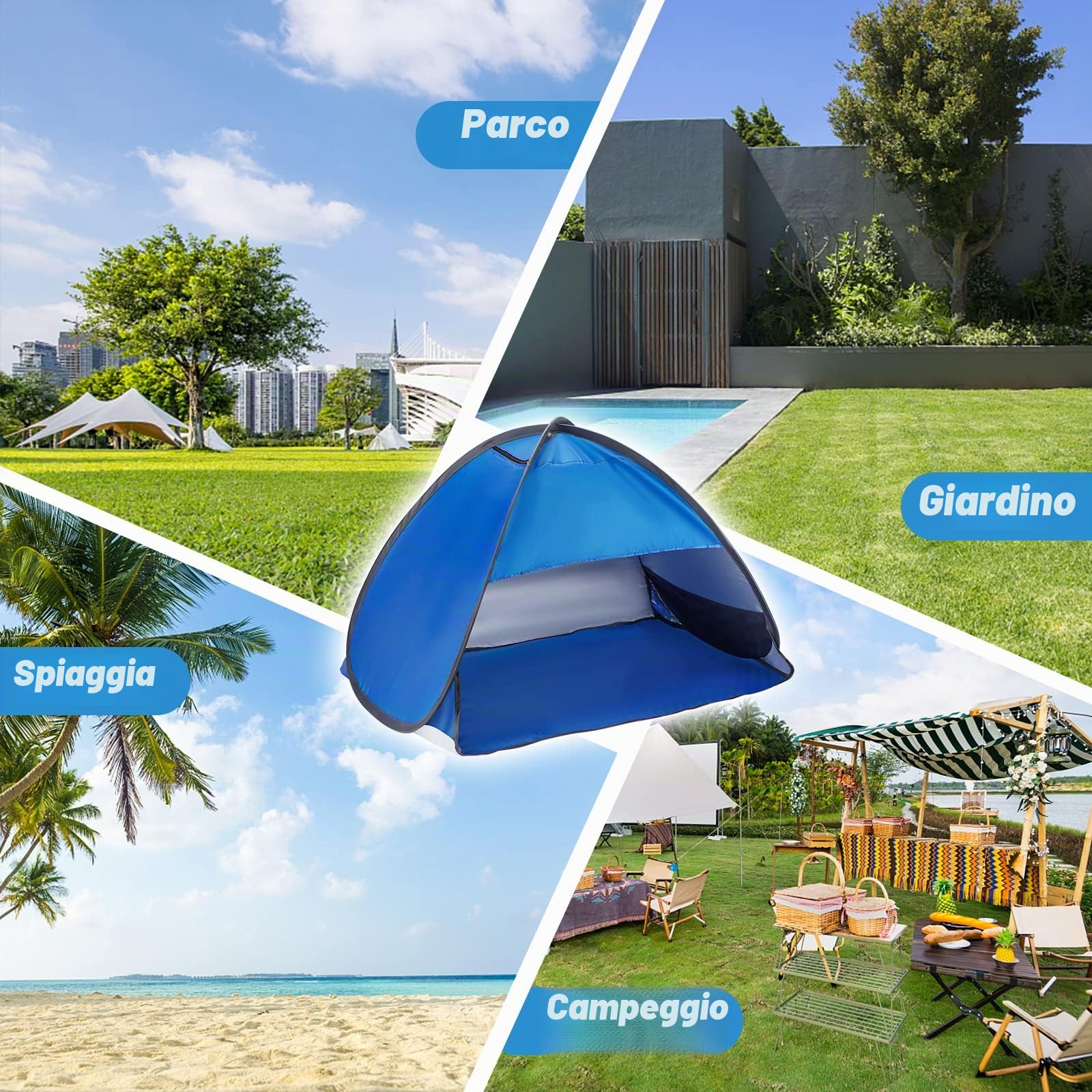 Mini Tenda Parasole da Spiaggia Pop Up Beach, Protezione UV, Istantanea con Custodia, Leggera Impermeabile per Campeggio e Viaggi