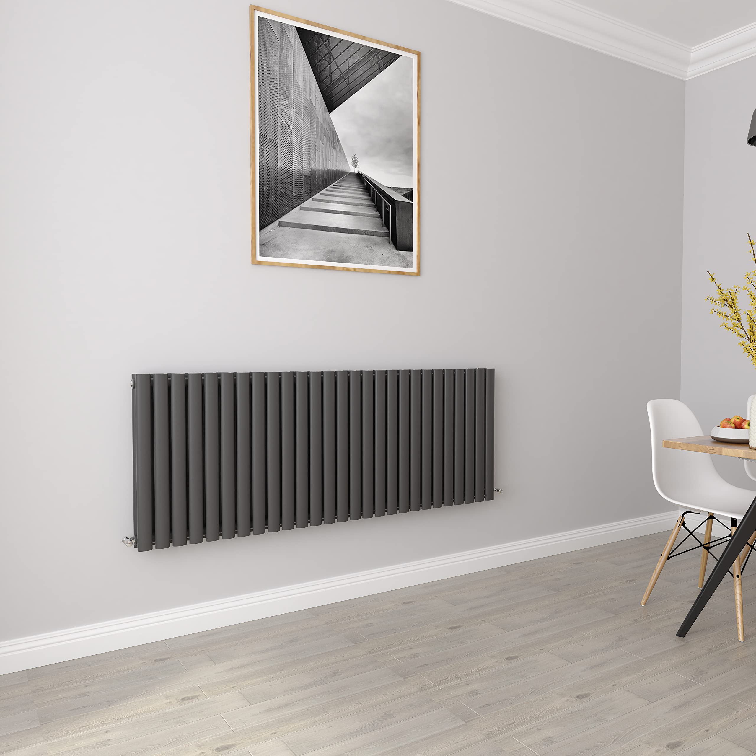 Biubiubath Anthracite Radiators Horizontal Oval Double Panel Designer Radiator 600X1593mm Central Heating Radiators