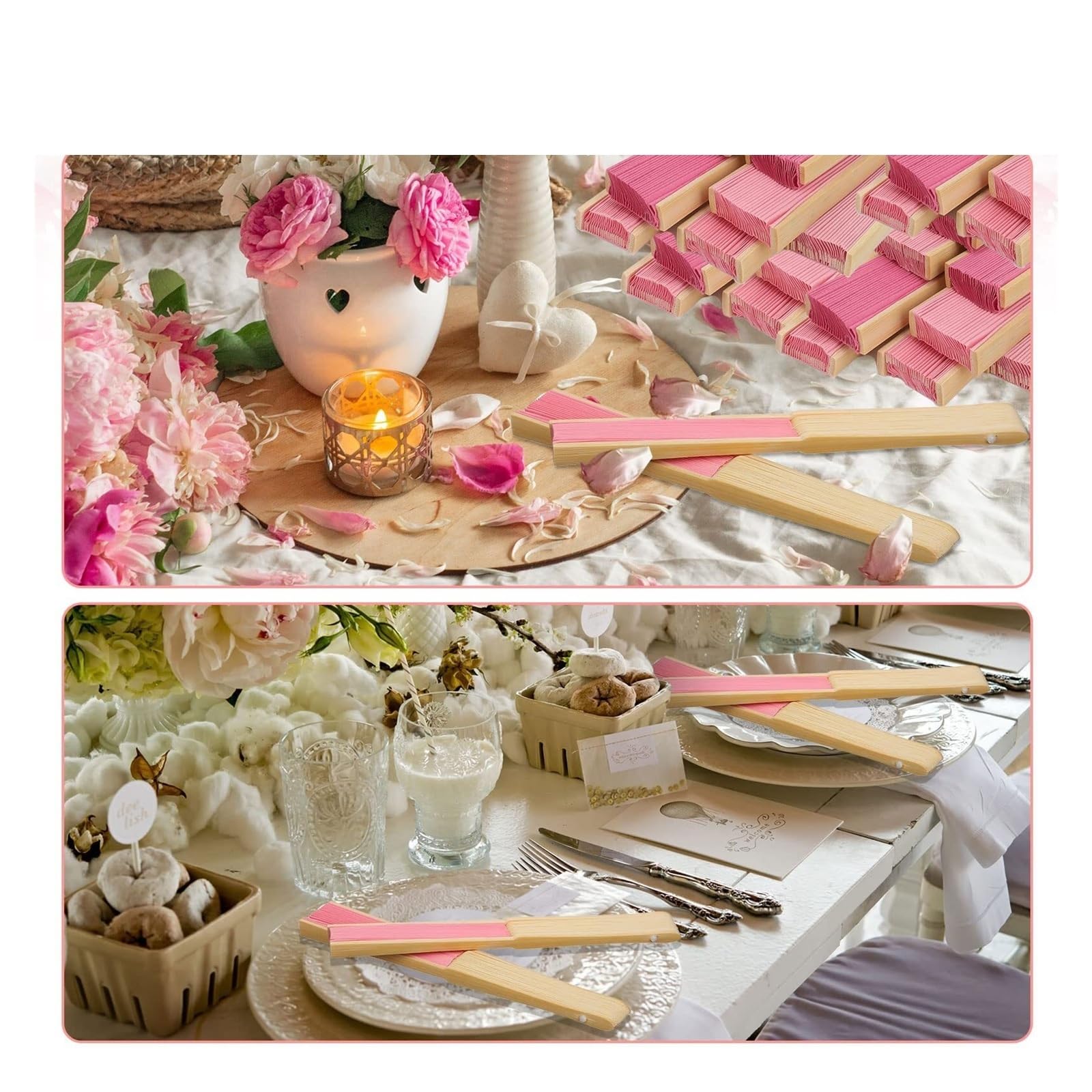 40 Stück faltbare Handfächer, Hochzeitsfächer, Hochzeit for Gäste, weiße Papierfächer, Hochzeiten, Partygeschenke Für Haushalt Wohnen(White)