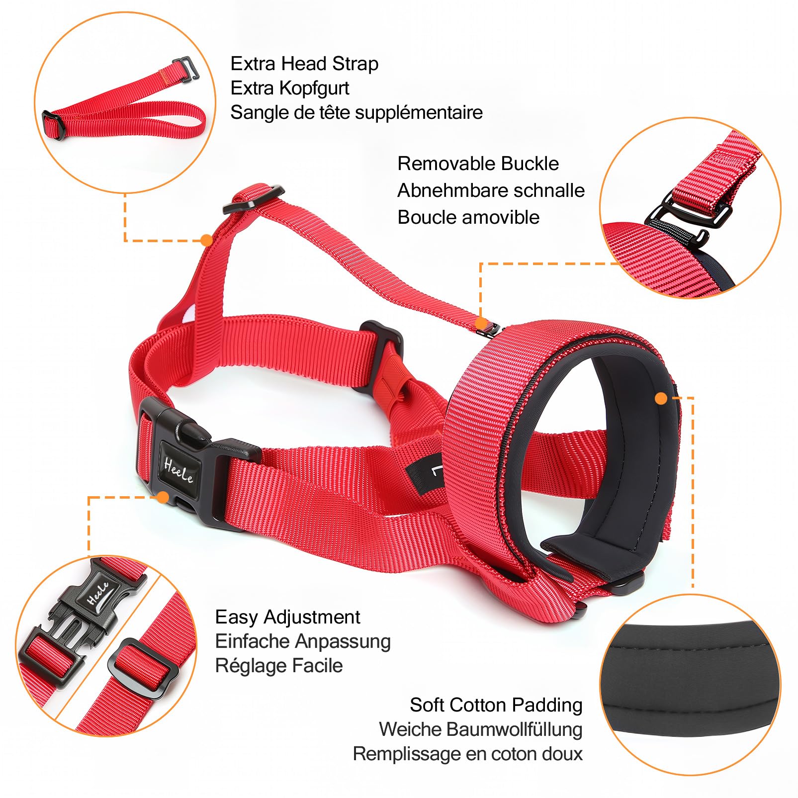 HEELE Dog Muzzle with Head Strap, Adjustable Loop and Soft Neoprene Padding, No More Chafing - Image 3