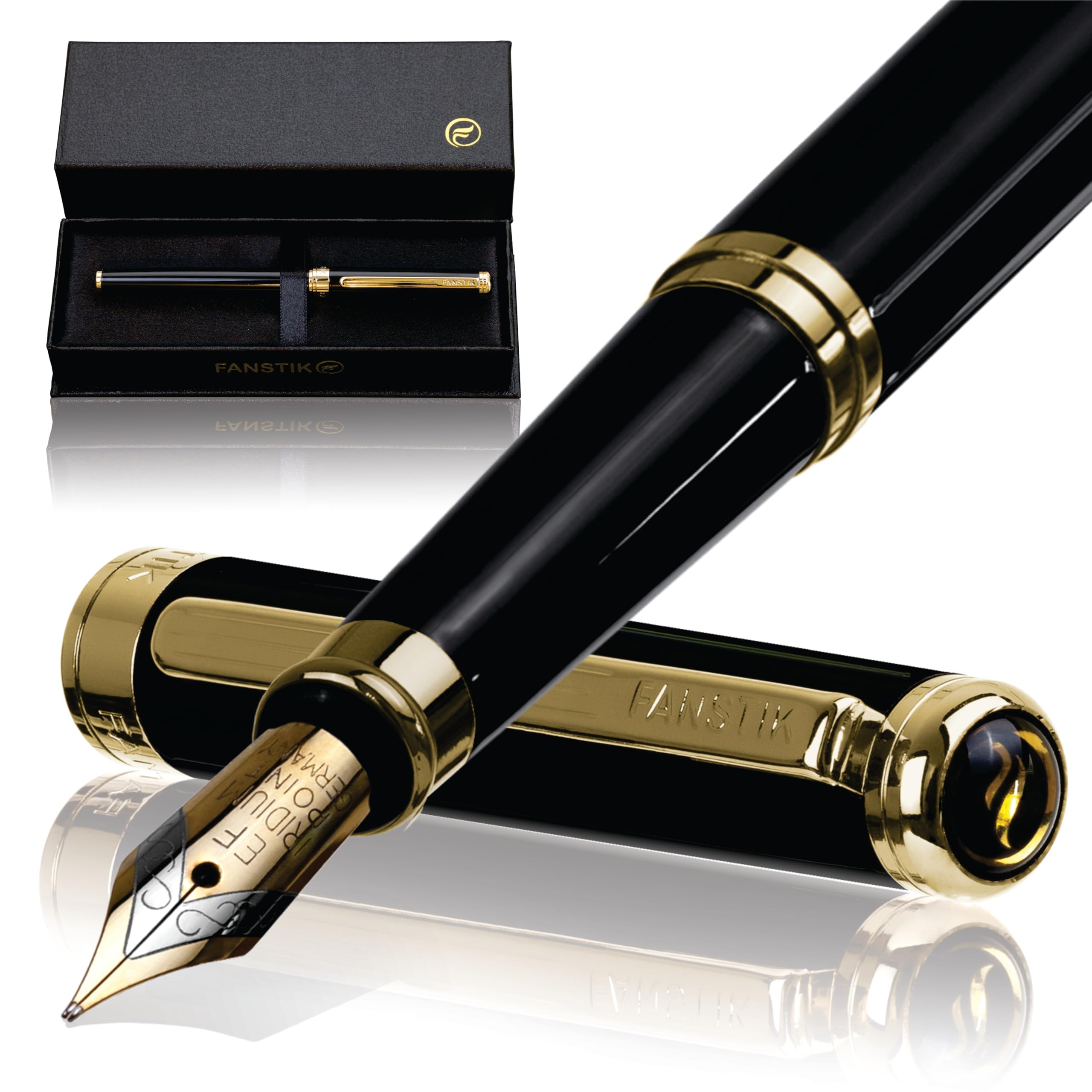 Black Gold Luxury fountain pen fancy gift set for women Real 24K Gold Plating Professional executive pen gift