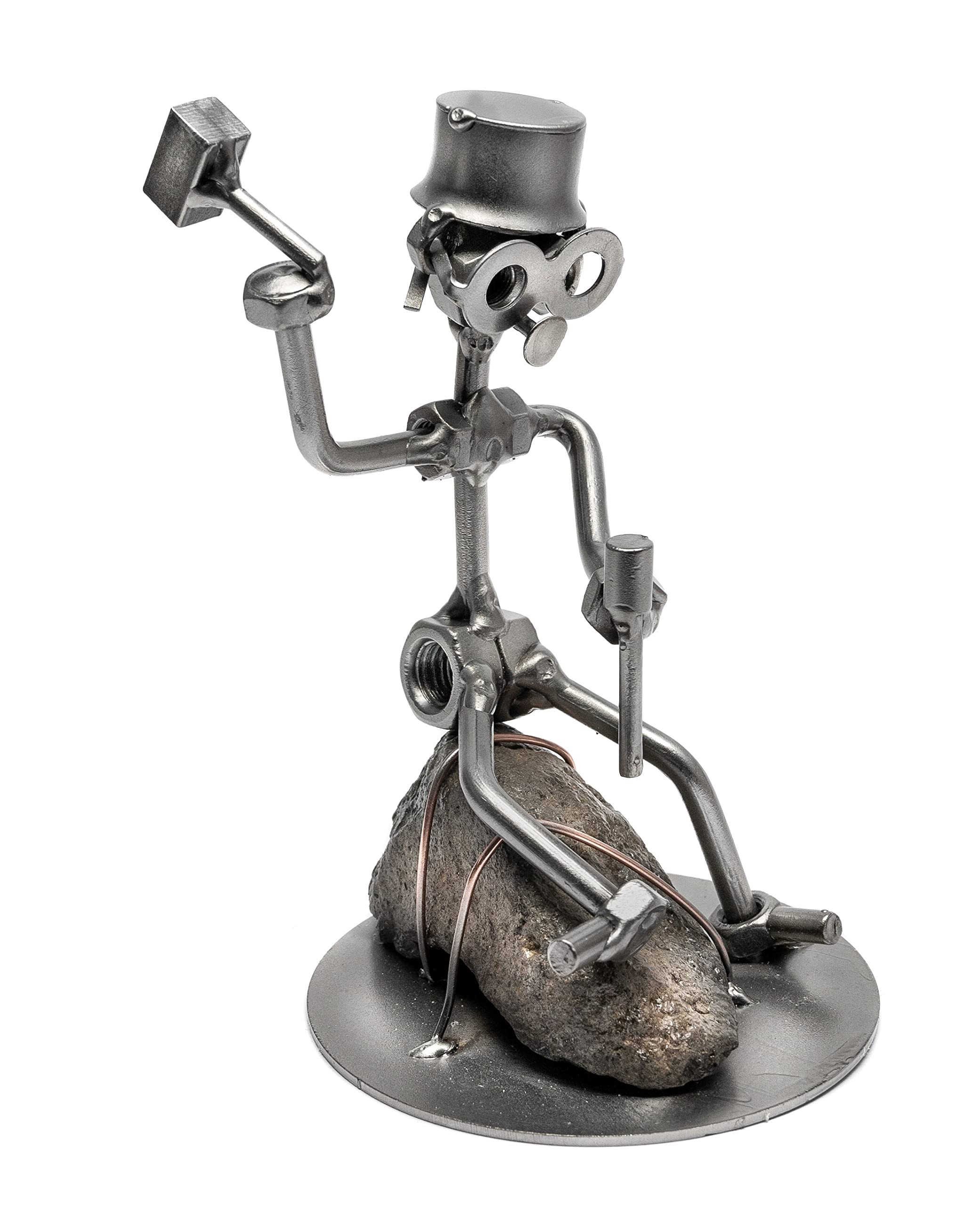 STEEMO Schraubenmännchen Steinmetz Handwerker Geschenk Metall-Deko 11x10x16 cm