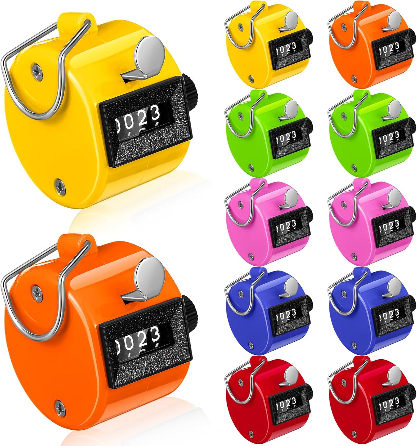 Copkim 12 Pack Hand Tally Clicker Counters - 4 Digit Mechanical Counters for Golf, Knitting, Coaching, Scoring & Events - 6 Colors