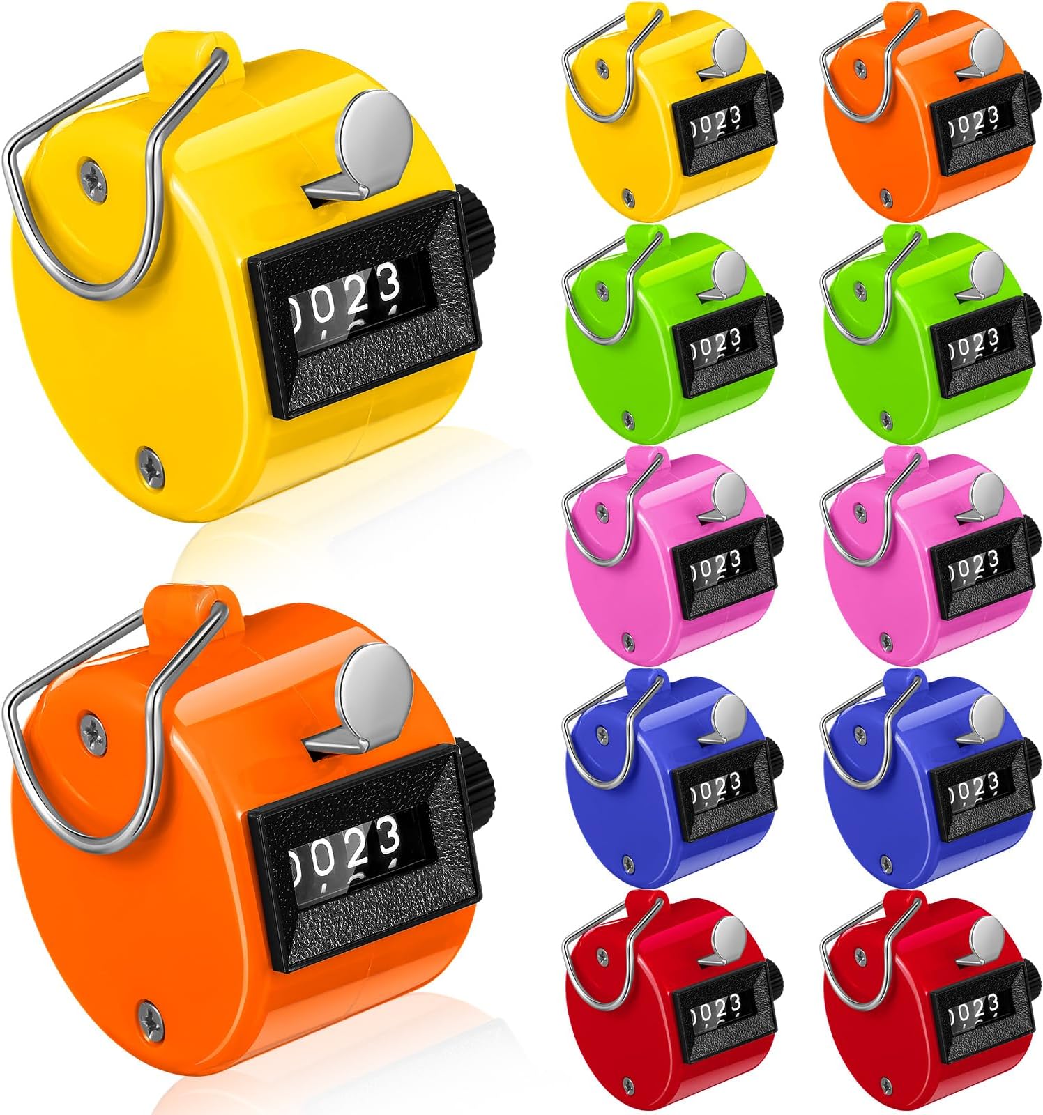 Copkim 12 Pcs Clicker Counter, ABS Hand Tally Counter, 4 Digit Number Clickers Metal Hand Counters for School Coaching, Scoring, Stadium, Tasbih Counters, Stitch Counte for Crocheting