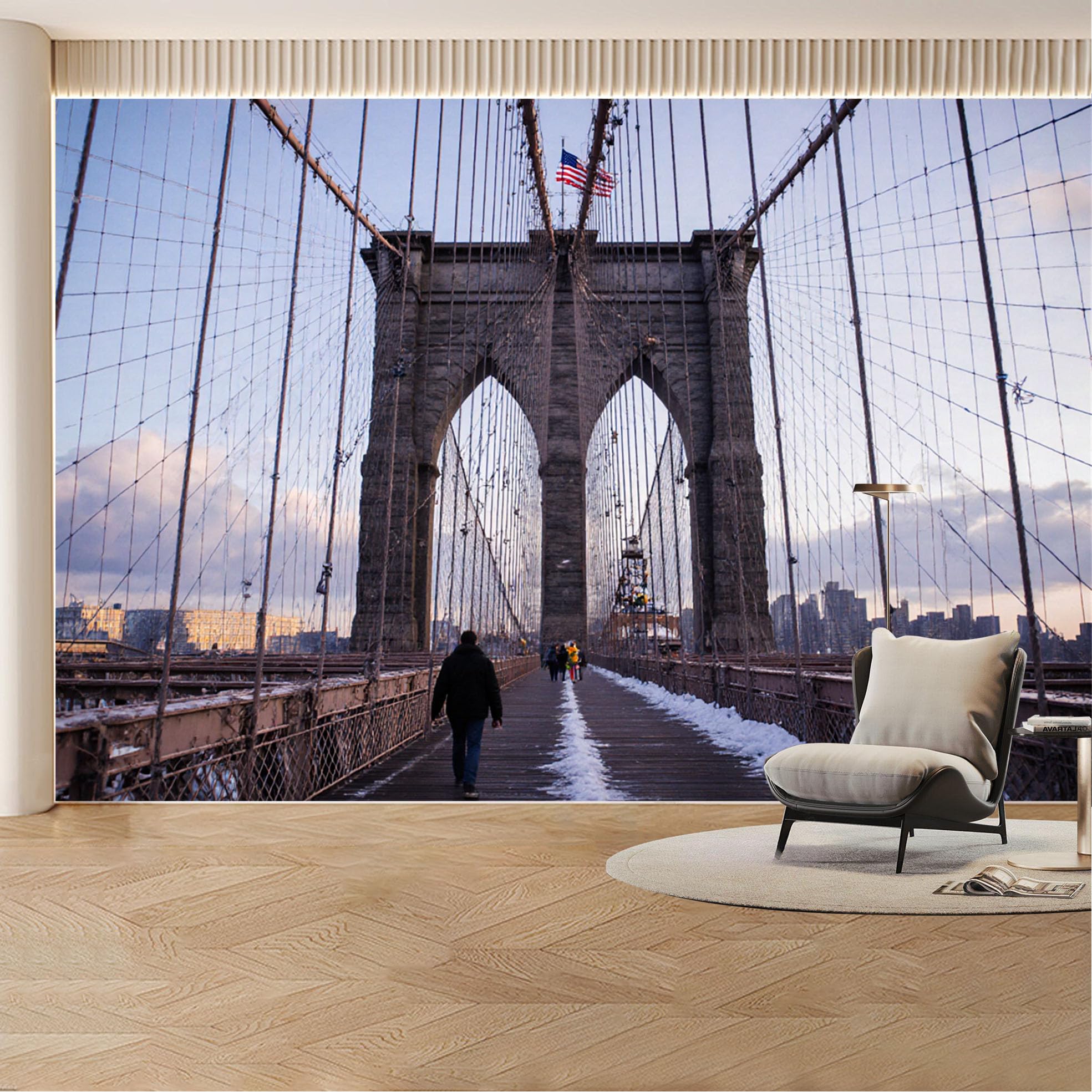 Custom Wall Mural Wallpaper Bridge Architecture Landscape Modern Urban Wall Decor Large Wall Art City Sunset Removable SelfAdhesive Large Photo for Living Room， Bedroom， Office